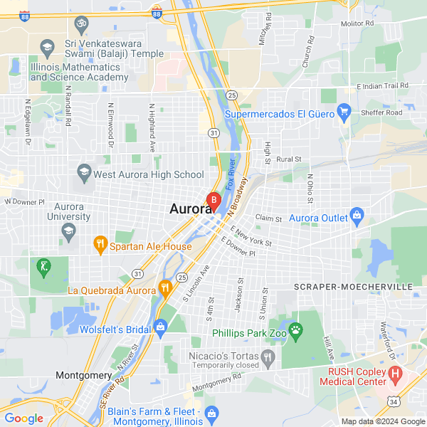 Cary J. Wintroub & Associates - Tus Abogados de Accidentes location map: 2-98 Pinney St, Aurora, Illinois